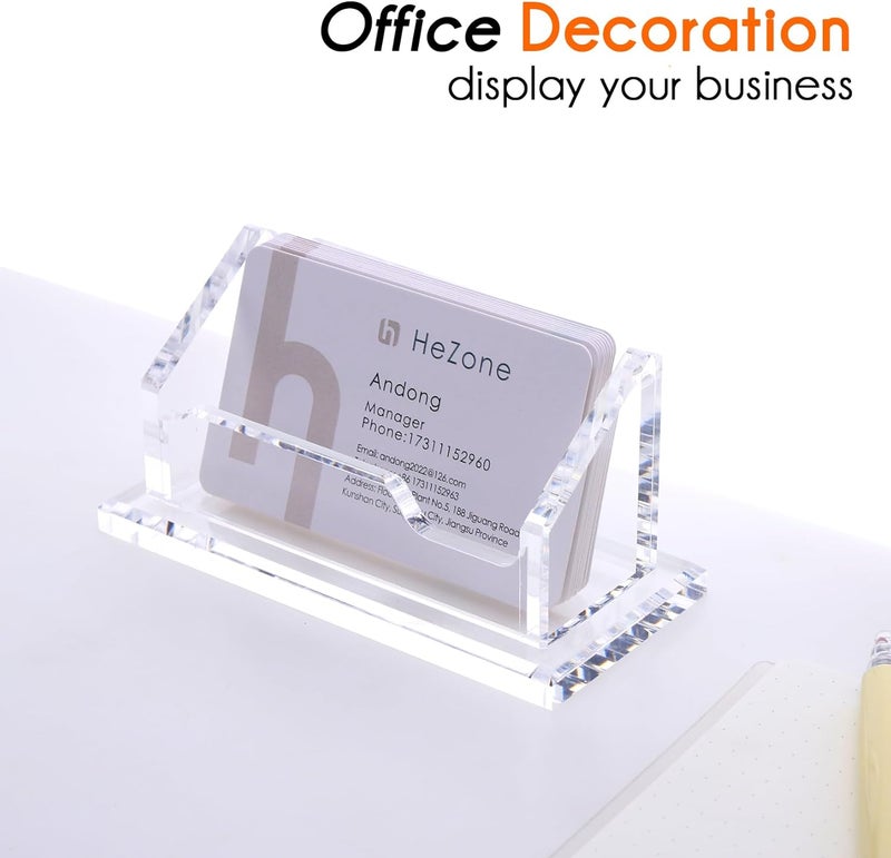 HeZone Acrylic Card Holder Clear Horizontal Business Card Organizer Stand for Desk 1 Slots Business Cards Stand for Women and Men - Image 4